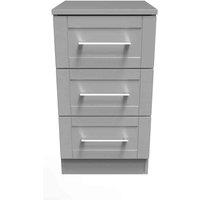 Welcome Furniture Ready Assembled York 3 Drawer Bedside Cabinet In Grey Ash, Grey