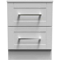 Welcome Furniture Ready Assembled York 2 Drawer Bedside Cabinet In Grey Ash, Grey