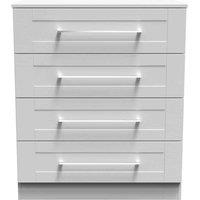Welcome Furniture Ready Assembled York 4 Drawer Chest In Grey Ash, Grey