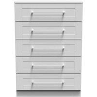 Welcome Furniture Ready Assembled York 5 Drawer Chest In Grey Ash, Grey