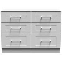 Welcome Furniture Ready Assembled York 6 Drawer Wide Chest In Grey Ash, Grey