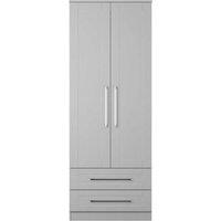 Welcome Furniture Ready Assembled York 2 Door 2 Drawer Wardrobe In Grey Ash, Grey