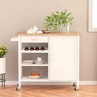 LivingandHome Living and Home Modern Kitchen Island Trolley With Drawer And Cabinet, White
