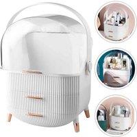 LivingandHome Living and Home White Makeup Organizer With Cabinet And Drawers, White