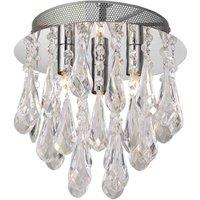 Lighting Collection 3Lt Chrome Ceiling With Clear Acrylic Drops, Silver