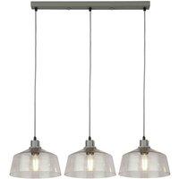 Lighting Collection Clear Glass And Grey 3Lt Bar, Grey