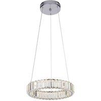 Lighting Collection LED Chrome & Glass Trim Pendant, Silver