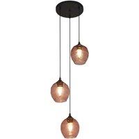 Lighting Collection Pink Glass Tripod Floor Lamp, Black