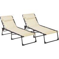 Neo Pair of Black Outdoor Garden Folding Sun Loungers