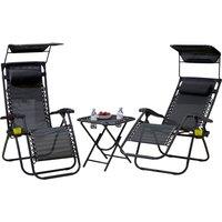 Neo Black Folding Zero Gravity Garden Chairs and Table Set, Black