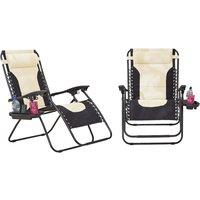 Neo Pair of Outdoor Zero Gravity XL Sun Loungers ? Cream