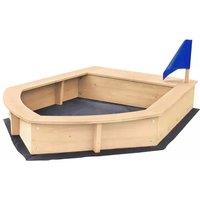 Liberty House Toys Kids Boat Sandpit with Seating and Cover, Brown