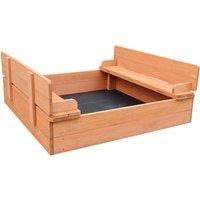 Liberty House Toys Kids Sandpit with Seating and Cover, Brown