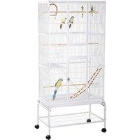 PawHut 3 Tier Bird Cage W/ Stand Toy, for Canary Finch Cockatiel Parakeet Budgie, White