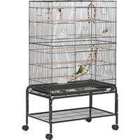 PawHut Bird Cage, with Stand, Wheels, Toys, for Budgies, Finches, Parakeets, Black