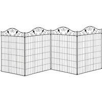 Outsunny Garden Decorative Fence 4 Panels 44in x 12ft Metal Wire Landscape Border Edging, Black