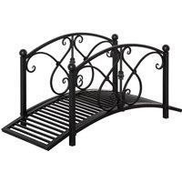 Outsunny 102L x 48W x 49H Classic Metal Garden Bridge with Safety Railings - Black, Brown