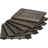 Outsunny 27 Pcs Wooden Interlocking Decking Tiles, 30 x 30 cm - Charcoal Grey