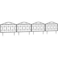 Outsunny 4PCs Outdoor Picket Fence Panels - Black, Black