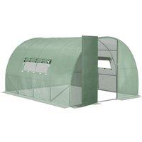 Outsunny Reinforced Walk-In Polytunnel Greenhouse with Metal Hinged Door (3 x 4M), Green