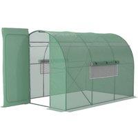 Outsunny Large Polytunnel Walk-In Greenhouse with Metal Hinged Door (3 x 2M), Green