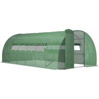 Outsunny Reinforced Walk-In Polytunnel Greenhouse with Metal Hinged Door (3 x 6M), Green