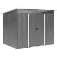 Outsunny Garden Metal Storage Shed House Hut Gardening Tool Storage w/ Tilted Roof and Ventilation 8.5 x 6ft, Grey, Grey