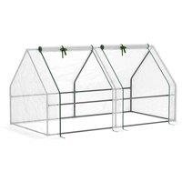 Outsunny Mini Small Greenhouse with Steel Frame & PE Cover & Zippered Window Poly tunnel Steeple for Plants Vegetables, 180 x 90 x 90 cm, White, White