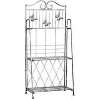 Outsunny Indoor Outdoor Freestanding 3-Tier Garden Plant Stand Metal Flower Display Rack for Potted Plants Balcony D?cor 44L x 25W x 96H cm, Silver