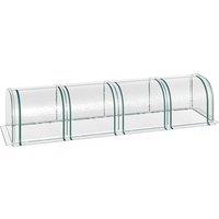 Outsunny PVC Tunnel Greenhouse Green Grow House Steel Frame for Garden Backyard with Zipper Doors 395x100x80 cm Clear, Clear