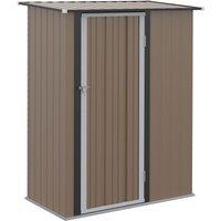 Outsunny 5ft x 3ft Garden Metal Storage Shed, Outdoor Tool Shed with Sloped Roof, Lockable Door for Equipment, Bikes, Brown, Brown