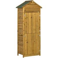 Outsunny Wooden Garden Storage Shed Utility Gardener Cabinet 79cm x 49cm x 191.5cm, Brown