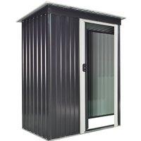 Outsunny 5 x 3ft Garden Storage Shed with Sliding Door and Sloped Roof, Outdoor Equipment Tool Shed for Backyard, Black, Black