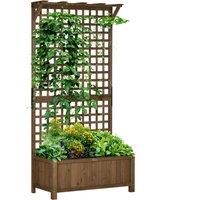 Outsunny Wood Planter with Trellis for Vine Climbing, Brown
