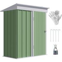 Outsunny Steel Small Garden Shed, Outdoor Lean-to Shed with Adjustable Shelf, Green