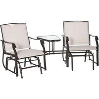Outsunny Garden Double Glider Rocking Chairs - Beige