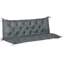 Outsunny 3 Seater Bench Cushion w/ Back and Ties - Grey