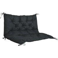 Outsunny 2 Seater Bench Cushion, Garden Chair Cushion with Back and Ties for Indoor and Outdoor Use, 98 x 100 cm, Black, Black