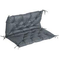 Outsunny 2 Seater Bench Cushion, Garden Chair Cushion with Back and Ties for Indoor and Outdoor Use, 98 x 100 cm, Dark Grey