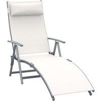Outsunny Sun Lounger Steel Frame - Cream White, White