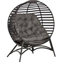 Outsunny Egg Chair with Soft Cushion and Side Pocket - Brown