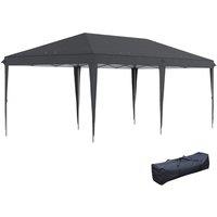 Outsunny 3 x 6 m Pop Up Gazebo, Foldable Canopy Tent, Height Adjustable Wedding Awning Canopy w/ Carrying Bag, Black, Black