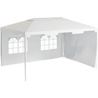 Outsunny 3 x 4 m Garden Gazebo Shelter Marquee Party Tent with 2 Sidewalls for Patio Yard Outdoor - White, White