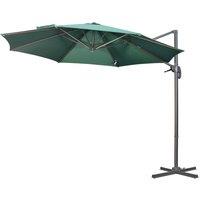 Outsunny 3 x 3(m) Cantilever Parasol with Cross Base, Garden Umbrella with 360? Rotation, Crank Handle and Tilt for Outdoor, Patio, Green, Green
