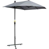 Outsunny 2m Half Parasol Market Umbrella Garden Balcony Parasol with Crank Handle, Cross Base, Double-Sided Canopy, Dark Grey