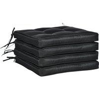 Outsunny Set of 4 Garden Seat Cushion with Ties, 42 x 42cm Replacement Dining Chair Seat Pad, Black, Black