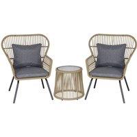 Outsunny 3pc PE Rattan Outdoor Conservatory Bistro - Brown