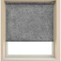 New Edge Blinds Silver Crushed Velvet Blackout Roller Blinds 100cm, Silver