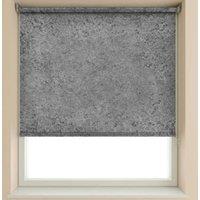 New Edge Blinds Silver Crushed Velvet Blackout Roller Blinds 110cm, Silver