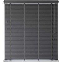 New Edge Blinds Slate Grey Faux Wood Venetian Blind With Tapes 135cm x 160cm, Grey